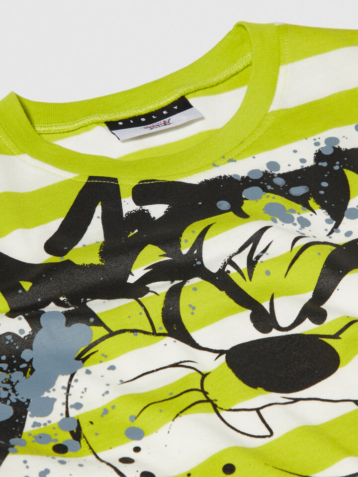 Striped t-shirt with ©Looney Tunes print - boys' short sleeve t-shirts - Lime | Sisley Young image number 2
